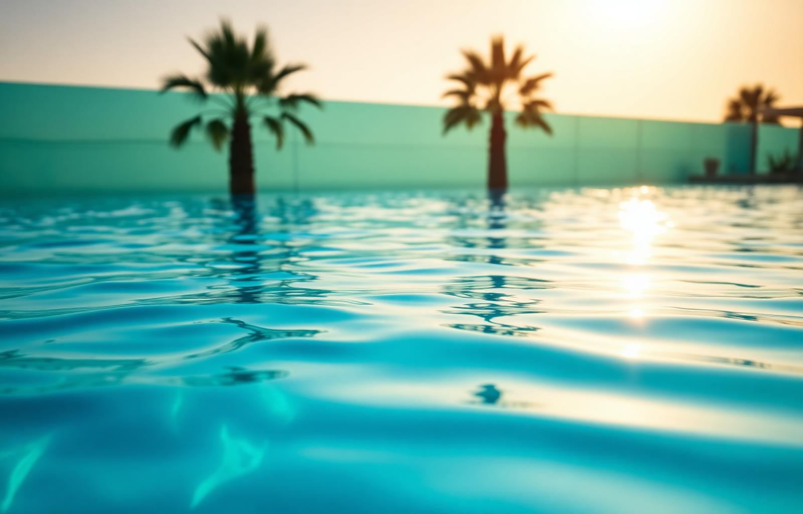 Sunlit Mediterranean swimming pool in Cyprus